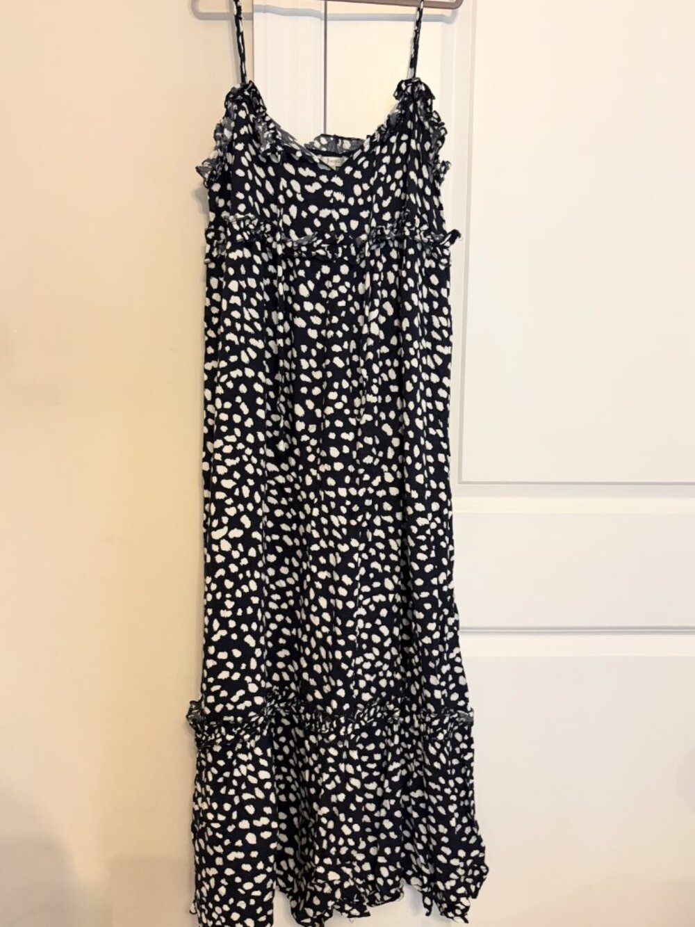 Jodifl Abstract Dot Cami Maxi Dress | Size S | Navy Blue & White